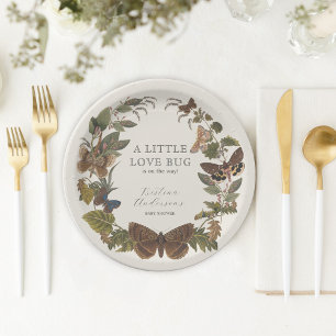 Assiettes En Carton Baby shower vintage Botanique Little Love Bug