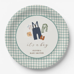 Assiettes En Carton Baby shower vintage de vêtements pour garçons