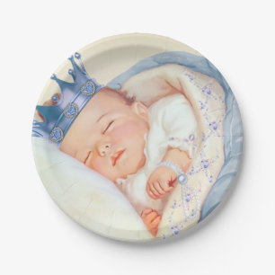 Assiettes En Carton Baby shower vintage Prince Boy