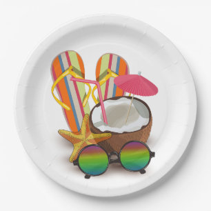 Assiettes En Carton Baby shower vintage Tropical Beach Party