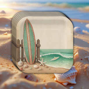 Assiettes En Carton Baby shower Vintage Un Peu Surfer