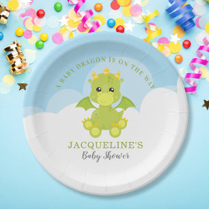 Assiettes En Carton Baby shower Whimsical Boy Dragon