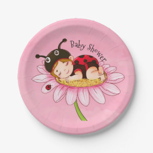 Assiettes En Carton Baby shower Whimsical Little Ladybug