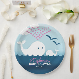 Assiettes En Carton Baby shower Whimsical Whales (fille)