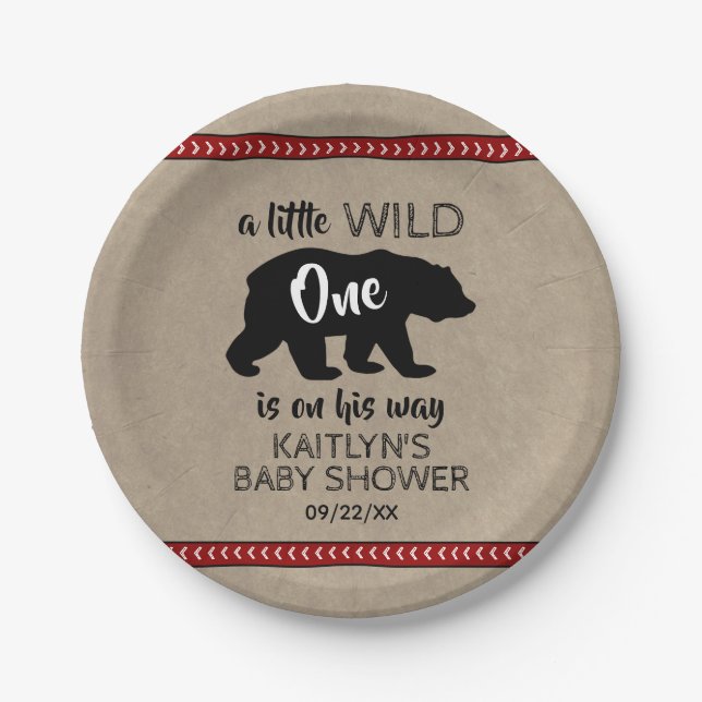 Assiettes En Carton Baby shower Wild One Boys (Devant)