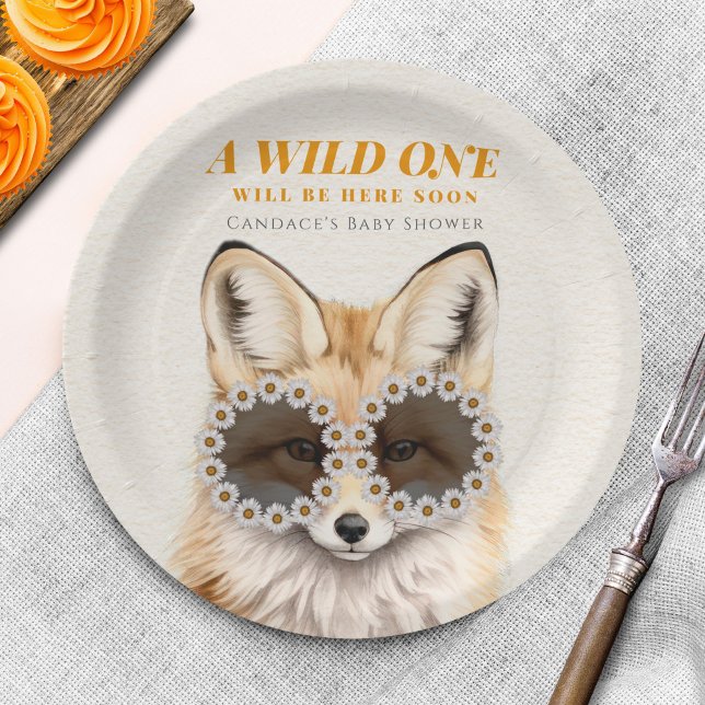Assiettes En Carton Baby shower Wild One Daisy Fox (Créateur téléchargé)