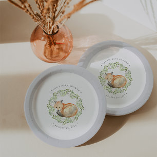 Assiettes En Carton Baby shower Woodland Fox