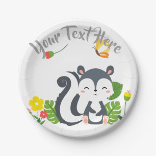 Assiettes En Carton Baby Skunk, Butterfly & Flowers