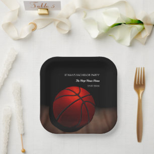 Assiettes En Carton Bachelor de basketball noir orange