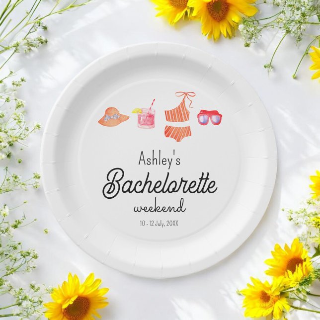 Assiettes En Carton Bachelorette Beach Bikini Week-end (Créateur téléchargé)