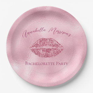 Assiettes En Carton Bachelorette de Parties scintillant rose glamour