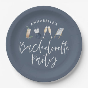 Assiettes En Carton Bachelorette de script de cocktail moderne girly b