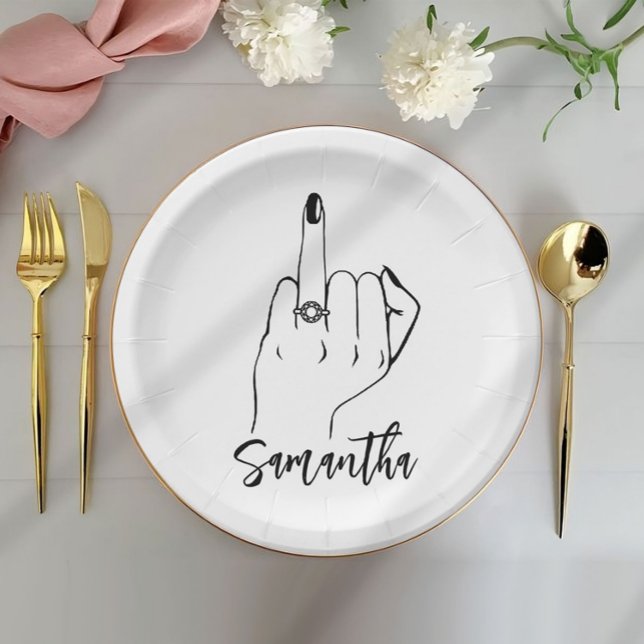 Assiettes En Carton Bachelorette minimale | Fête nuptiale (Créateur téléchargé)