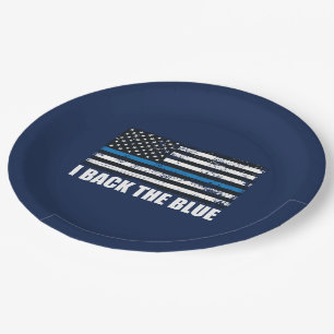 Assiettes En Carton Back the Blue Thin line USA Flag MAGA WWG1WA
