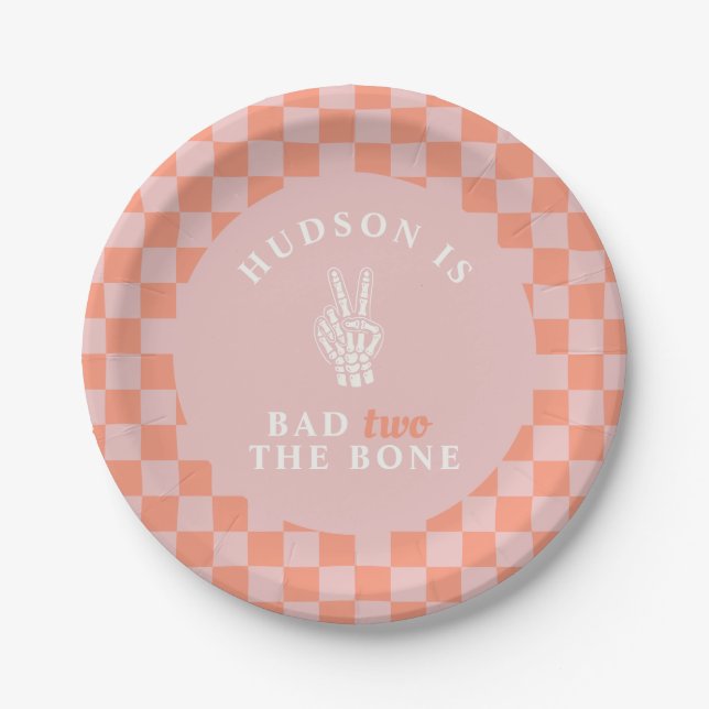 Assiettes En Carton Bad TWO The Bone Pink Second Birthday (Devant)