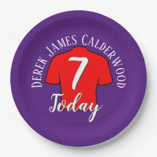 Assiettes En Carton Badge de football 7e anniversaire pour personnalis