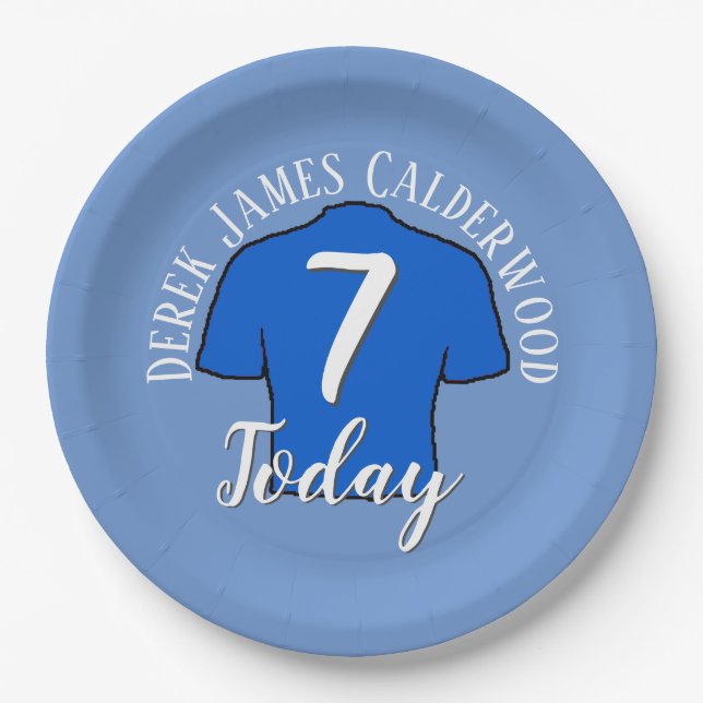 Assiettes En Carton Badge de football 7e anniversaire pour personnalis (Devant)