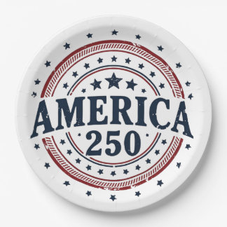 Assiettes En Carton Badge Vintage Patriotique America 250