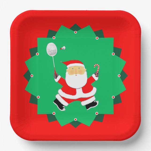 Assiettes En Carton Badminton de Noël (Recto)