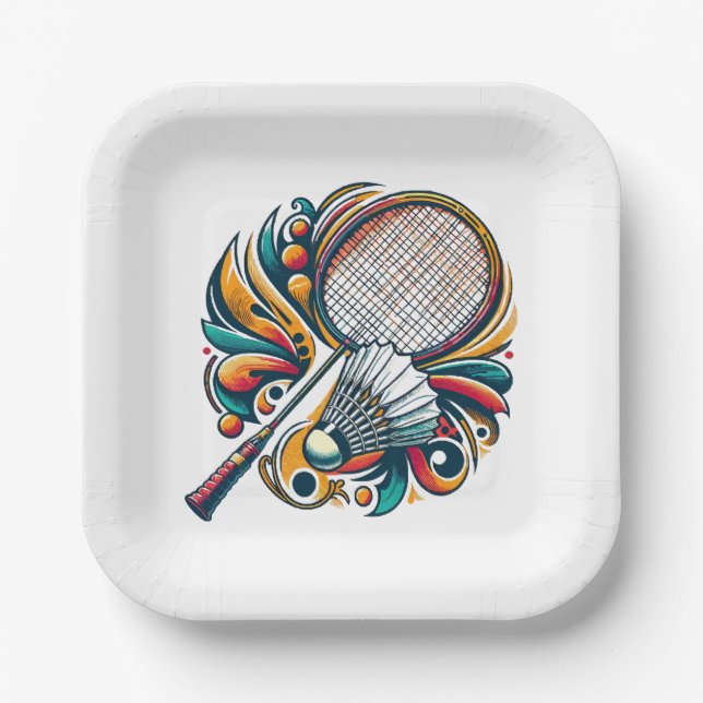 Assiettes En Carton Badminton Graphic (Recto)