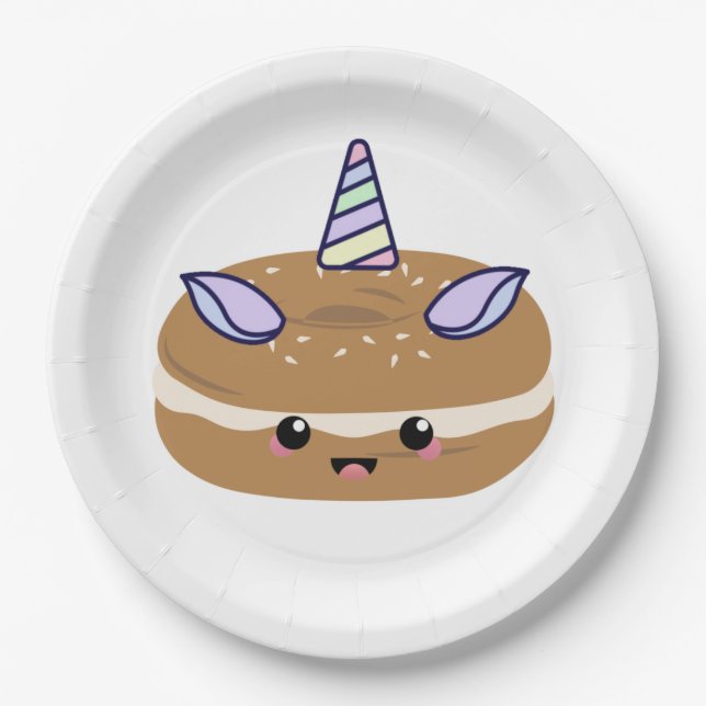 Assiettes En Carton Bagel Unicorn Bagel Buddies (Devant)