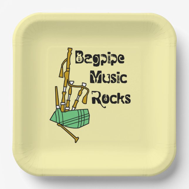 Assiettes En Carton Bagpipe Music Rocks (Recto)
