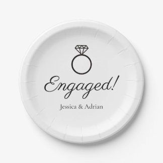 Assiettes En Carton Bague de diamant Graphique Fiancée