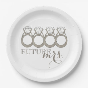 Assiettes En Carton Bague de fiançailles avec diamant pour future Mme