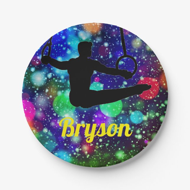 Assiettes En Carton Bagues de gymnastique garçons (Devant)