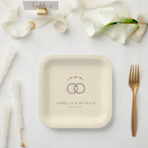 Assiettes En Carton Bagues minimalistes romantiques beige