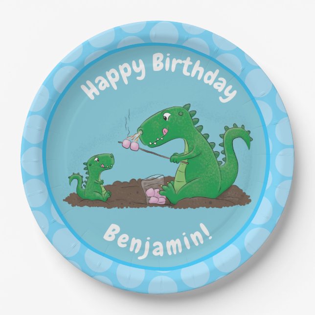 Assiettes En Carton Baguettes mignonnes grillant des marshmallows dess (Devant)