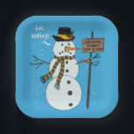 Assiettes En Carton Bah Humbug Grumpy Christmas Snowman Introduire<br><div class="desc">Bah humbug ! Ce design amusant est parfait pour un dîner de Noël, un cadeau d'hôte ou d'hôtesse, ou toute personne un peu antisociale et préférerait éviter la foule cette saison des fêtes. Un bonhomme de neige portant un casquette et une écharpe portant une pancarte sur laquelle on peut lire...</div>