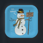 Assiettes En Carton Bah Humbug Grumpy Christmas Snowman Introduire<br><div class="desc">Bah humbug ! Ce design amusant est parfait pour un dîner de Noël, un cadeau d'hôte ou d'hôtesse, ou toute personne un peu antisociale et préférerait éviter la foule cette saison des fêtes. Un bonhomme de neige portant un casquette et une écharpe portant une pancarte sur laquelle on peut lire...</div>