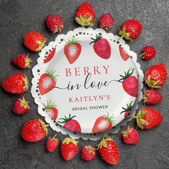Assiettes En Carton Baie Amoureuse Réception de Mariage aux Fraises (Créateur téléchargé)