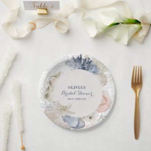 Assiettes En Carton Baie côtière coquillage bleu shower de mariage