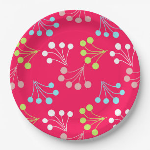 Assiettes En Carton Baies de couleurs solides motif simple années 60