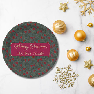 Assiettes En Carton Baies de houx Noël