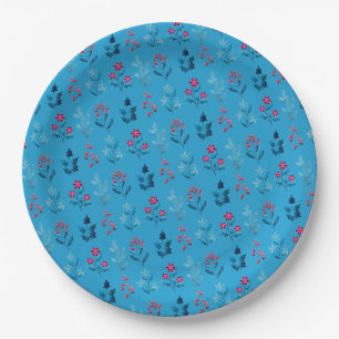 Assiettes En Carton Baies d'hiver & bleu mignon cosy