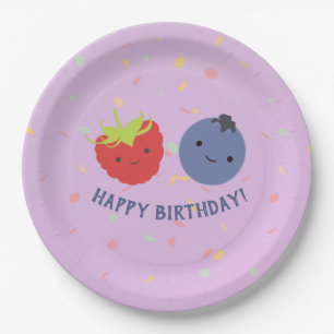 Assiettes En Carton Baies mignonnes de Kawaii de joyeux anniversaire