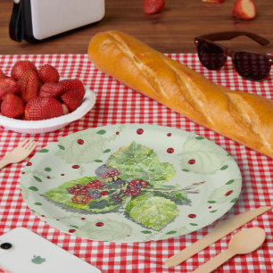 Assiettes En Carton Baies noires rouges et noires