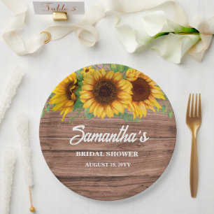 Assiettes En Carton Baigne de soleil rustique pour mariage