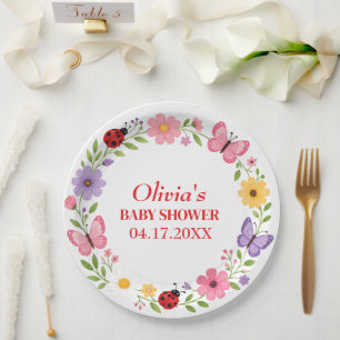 Assiettes En Carton Baignoire Bébé Fille Fleur Sauvage Coccinelle
