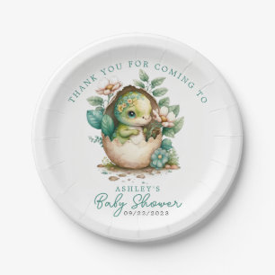 Assiettes En Carton Bain de bébé à l'aquarelle d'œuf de dinosaure flor
