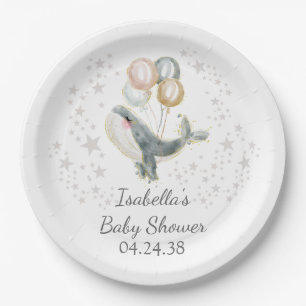 Assiettes En Carton Bain de bébé garçon baleine mignonne