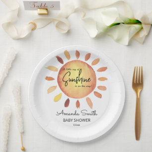 Assiettes En Carton Bain-Marie Bonheur Jaune Baby Shower