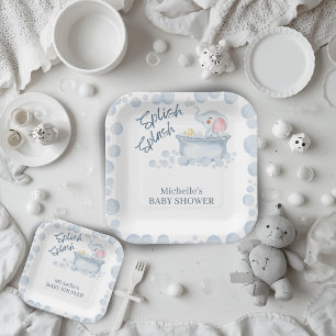 Assiettes En Carton Bain moussant bleu pour bébé Fête prénatale pour a