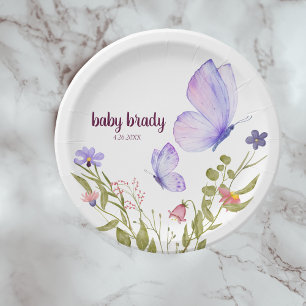 Assiettes En Carton Baisers à papillon et voeux pour bébé Parti pour