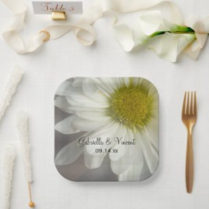 Assiettes En Carton Baisson blanc doux sur Mariage gris