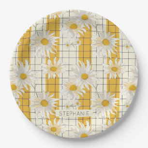 Assiettes En Carton Baisson blanc sur Arrière - plan de grille rayée j