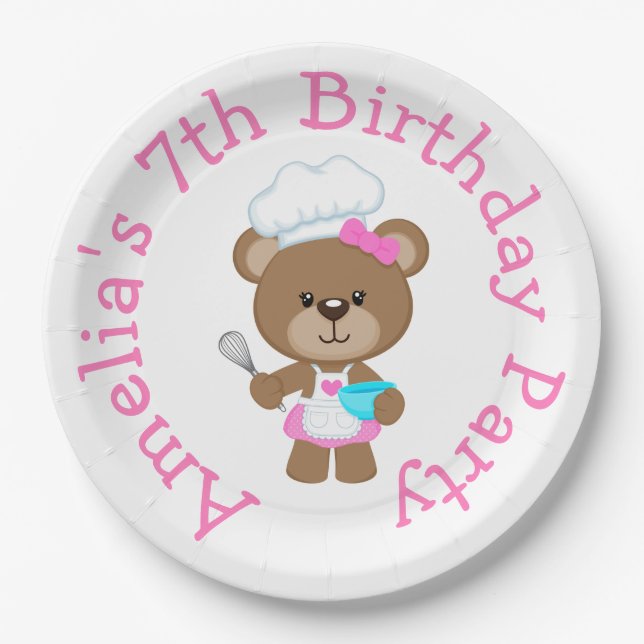 Assiettes En Carton Baking Bear Anniversaire (Devant)